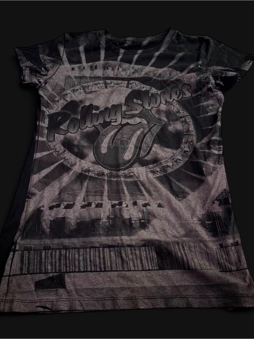 the Rolling Stones Black & Gray Tie-Dye Graphic Kids Tee